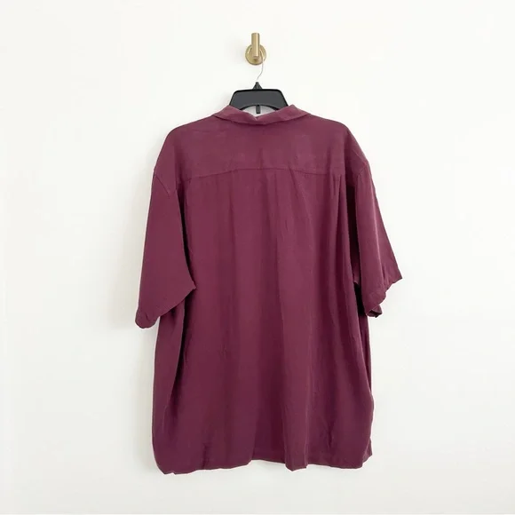 100% Silk Tommy Bahama Vintage Purple Short Sleeve Button Down Shirt Size XL - Picture 5 of 5